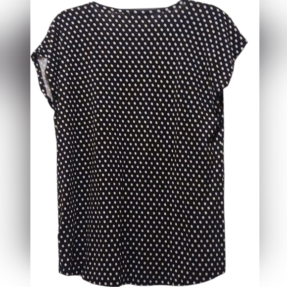 Michael Kors - Black Hi/Lo Blouse With White Poke dots, Flutter Sleeves,... - Picture 4 of 10
